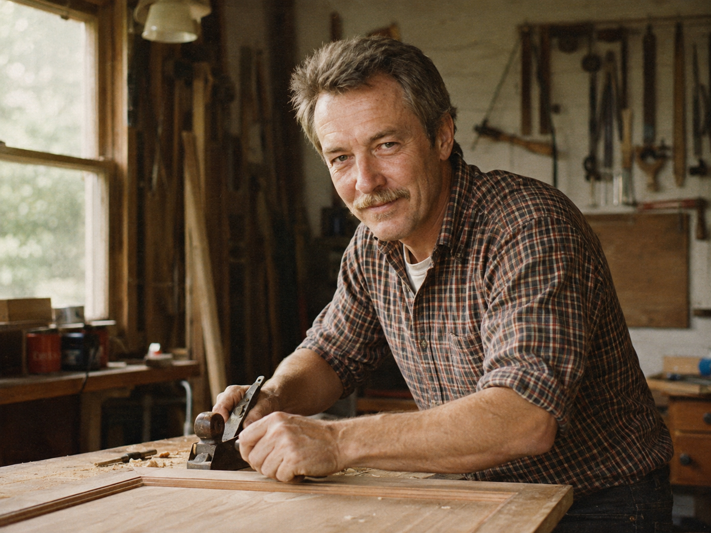 Arthur Bennett working in his woodshop